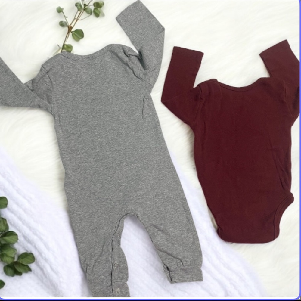 Gray and Maroon Little Brother Onesies - Picture 2 of 12